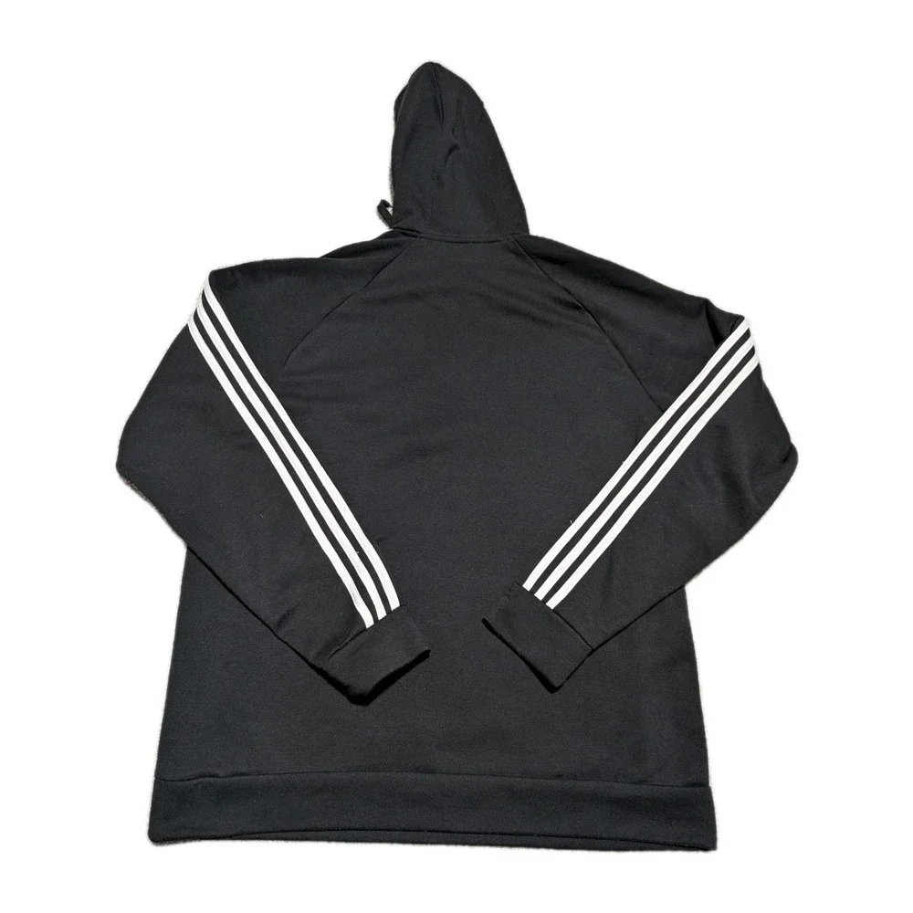 Adidas 3-Stripes Drawstring Black Fleece‎ Men's XL Hoodie